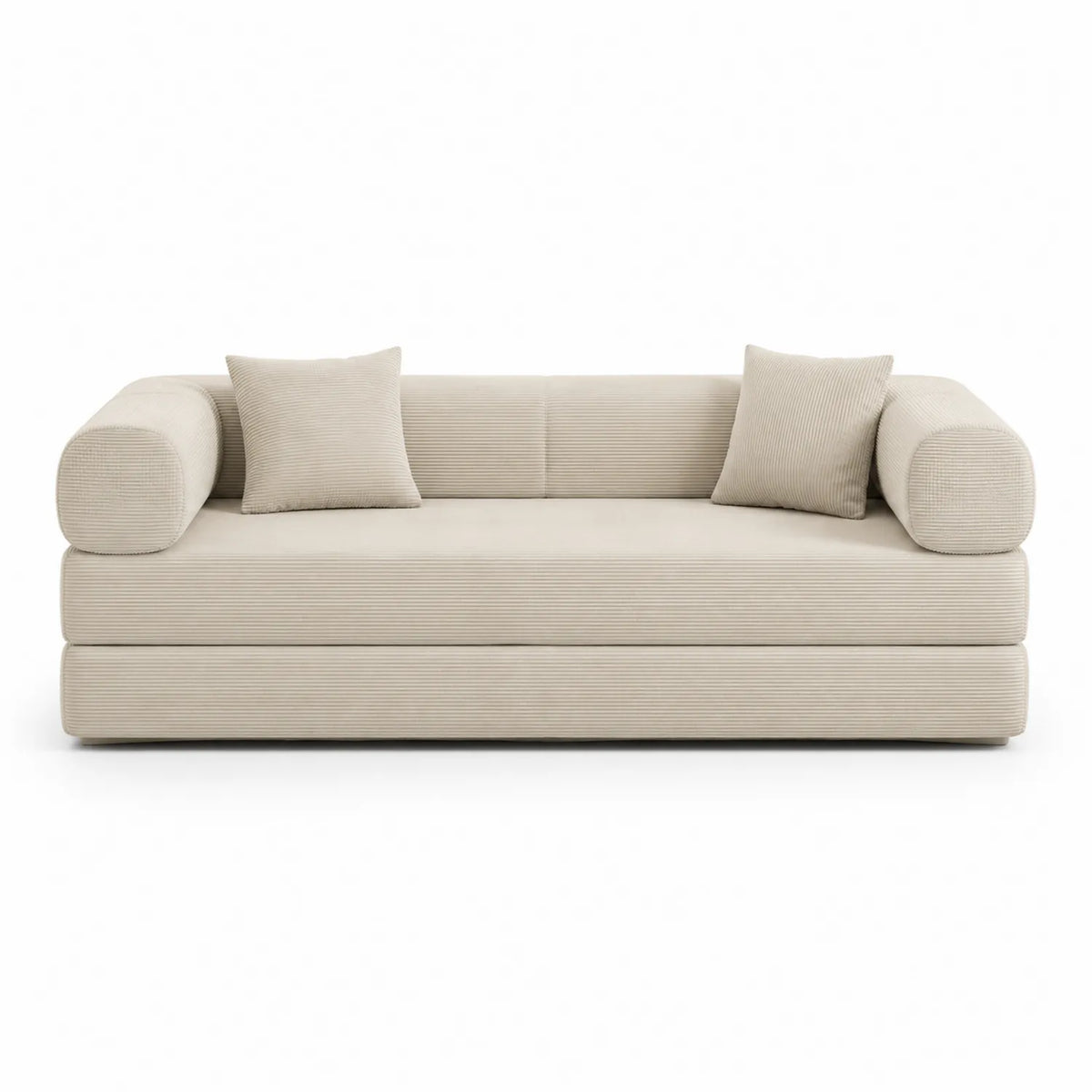 Sofa z tkaniny sztruksowej prostokątna beżowa 200cm
