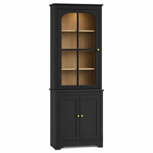 Witryna z drewna laminowanego i szkła hartowanego czarna 80x40x200 cm